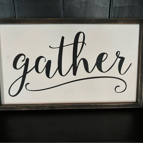 Large GATHER  Rustic Wooden Sign - Picture 3 of 4